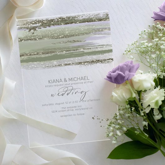 Invitations En Acrylique Abstrait Paint Strokes Mariage V3 ID886