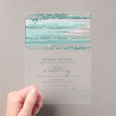 Invitations En Acrylique Abstrait Paint Strokes Mariage V3 Turquoise ID886 (In situ (ordinateur de poche))