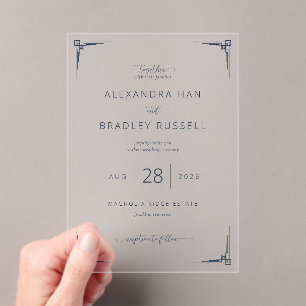 Invitations En Acrylique Accents géométriques gris sophistiqués