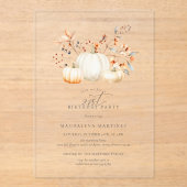 Invitations En Acrylique ACRYLIC 21e anniversaire Citrouille blanc Feuilles (Recto)