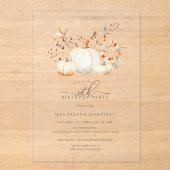 Invitations En Acrylique ACRYLIC 30e anniversaire Citrouille blanc Feuilles (Recto)