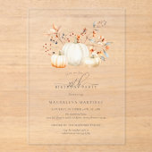 Invitations En Acrylique ACRYLIC 55e anniversaire Citrouille blanc Feuilles (Recto)