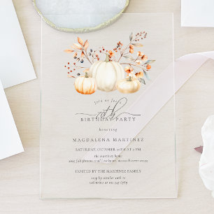 Invitations En Acrylique ACRYLIC 70e anniversaire Citrouille blanc Feuilles