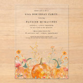 Invitations En Acrylique ACRYLIC 85e anniversaire Citrouille d'automne Fleu (Recto)