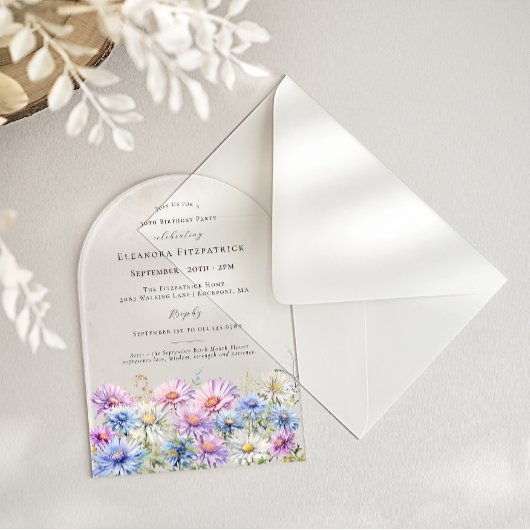 Invitations En Acrylique ACRYLIC ARCH 30 Birthday September Birth Flower 