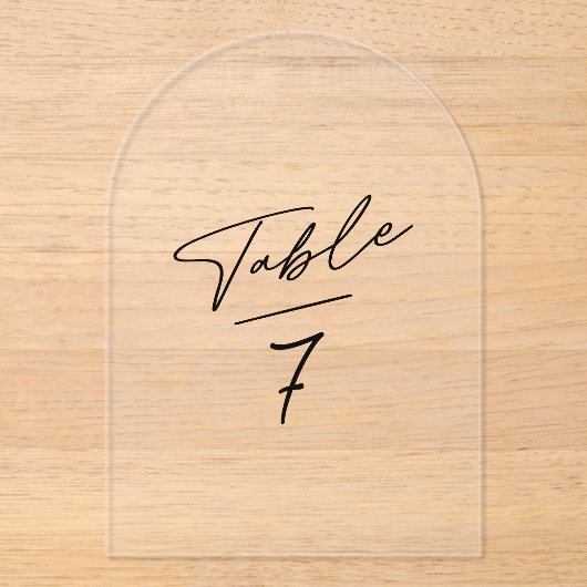 Invitations En Acrylique Acrylic Arch Simple Minimalist Table Number (Recto)