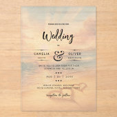 Invitations En Acrylique ACRYLIC Destination Mariage Plage Coucher de solei (Recto)