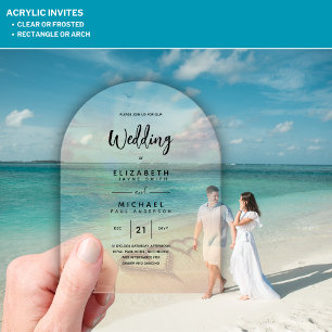 Invitations En Acrylique ACRYLIC Destination Mariage Plage Coucher de solei