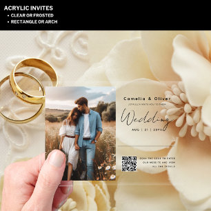 Invitations En Acrylique ACRYLIC Enregistrer La Date PHOTO Qr Code RSVP