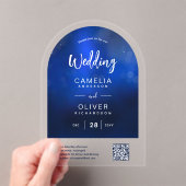 Invitations En Acrylique ACRYLIC MARIAGE Deep Ombre Blue QR Code RSVP (In situ (ordinateur de poche))