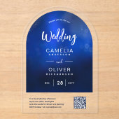 Invitations En Acrylique ACRYLIC MARIAGE Deep Ombre Blue QR Code RSVP (Recto)