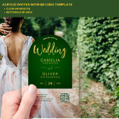 Invitations En Acrylique ACRYLIC MARIAGE Emerald Gold QR Code Site Web RSVP