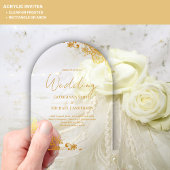 Invitations En Acrylique AcRYLIC Mariage Gold Lace Texte Élégant Clear