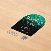 Invitations En Acrylique ACRYLIC MARIAGE Parties scintillant verte QR Code  (Poser)