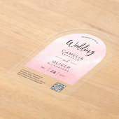 Invitations En Acrylique ACRYLIC MARIAGE rose Ombre gris QR Code RSVP (Poser)