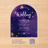 Invitations En Acrylique ACRYLIC MARIAGE Starry Night Sky QR Code RSVP (Recto)