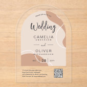 Invitations En Acrylique ACRYLIC MARIAGE Tones de la Terre Code QR Abstrait (Recto)
