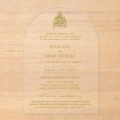 Invitations En Acrylique ACRYLIC NIKAH WALIMA Gold Texte Élégant Islamique (Recto)