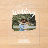 Invitations En Acrylique ACRYLIC Photo Wedding Inviter Modern Rustic ARCH (Recto)