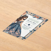 Invitations En Acrylique ACRYLIC Quinceañera Blue Silver Peach Robe Florale (Poser)