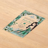Invitations En Acrylique ACRYLIC Quinceañera Emerald GREEN Silver Robe (Poser)