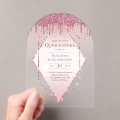 Invitations En Acrylique ACRYLIC Quinceanera Rose Parties scintillant rose  (In situ (ordinateur de poche))