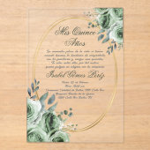 Invitations En Acrylique acrylic sage green quinceañera (Recto)