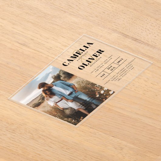 Invitations En Acrylique ACRYLIC Wedding Invite PHOTO Qr Code RSVP (Poser)