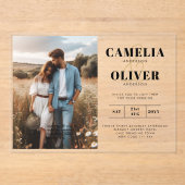 Invitations En Acrylique ACRYLIC Wedding Invite PHOTO Qr Code RSVP (Recto)
