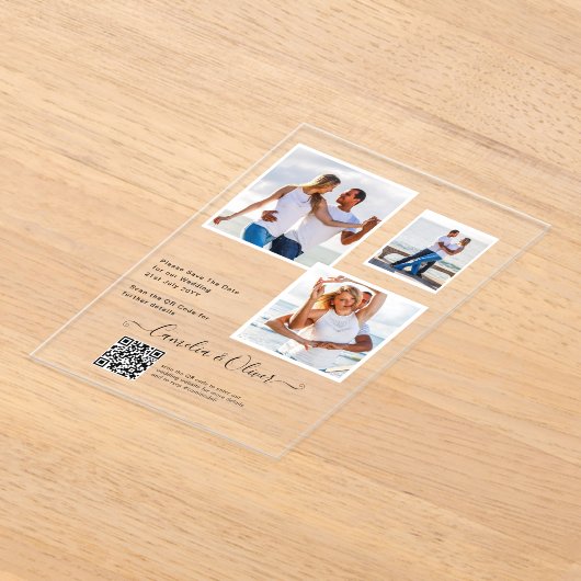 Invitations En Acrylique ACRYLIC Wedding Invite PHOTO Qr Code RSVP (Poser)