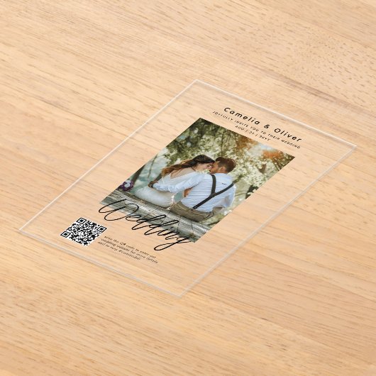 Invitations En Acrylique ACRYLIC Wedding Invite PHOTO Qr Code RSVP (Poser)