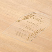 Invitations En Acrylique ACRYLIC Wedding Invite Tropical Gold Leaf Beach (Poser)