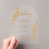 Invitations En Acrylique ACRYLIC Wedding Invite Tropical Gold Leaf Beach (In situ (ordinateur de poche))