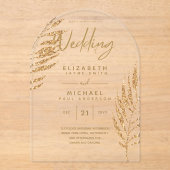Invitations En Acrylique ACRYLIC Wedding Invite Tropical Gold Leaf Beach (Recto)