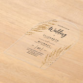 Invitations En Acrylique ACRYLIC Wedding Invite Tropical Gold Leaf Beach (Poser)