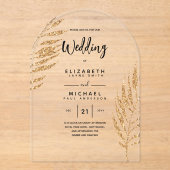 Invitations En Acrylique ACRYLIC Wedding Invite Tropical Gold Leaf Beach (Recto)