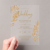 Invitations En Acrylique ACRYLIC Wedding Invite Tropical Gold Leaf Beach (In situ (ordinateur de poche))