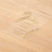 Invitations En Acrylique ACRYLIC Wedding Invite Tropical Gold Leaf Beach (Poser)