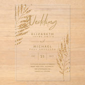 Invitations En Acrylique ACRYLIC Wedding Invite Tropical Gold Leaf Beach (Recto)