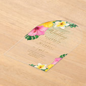 Invitations En Acrylique ACRYLIC Wedding Invite Tropical Gold Leaf Beach (Poser)
