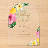Invitations En Acrylique ACRYLIC Wedding Invite Tropical Gold Leaf Beach (Recto)