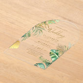 Invitations En Acrylique ACRYLIC Wedding Invite Tropical Gold Leaf Beach (Poser)