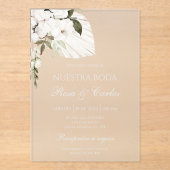 Invitations En Acrylique Acrylic white boho Spanish wedding (Recto)