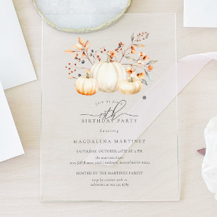 Invitations En Acrylique ACRYLIQUE Anniversaire 19 ans Citrouille Blanche F