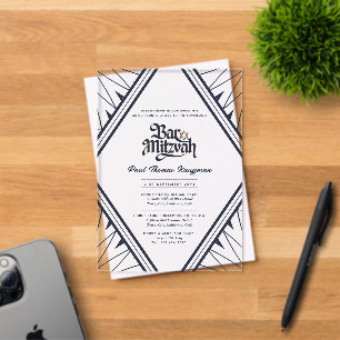 Invitations En Acrylique Acrylique BAR MITZVAH Bleu Nuit Luxe Minimaliste