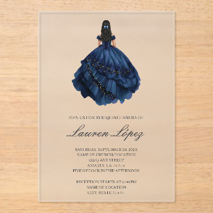 Invitations En Acrylique Acrylique bleu quinceañera