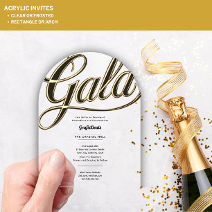 Invitations En Acrylique Acrylique Clair Gala Entreprise Caritatif Or
