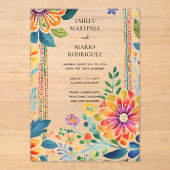 Invitations En Acrylique Acrylique Clear Fiesta Floral Mariage BUDGET (Recto)