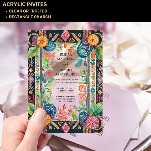 Invitations En Acrylique Acrylique Clear Fiesta Folkart Floral Mariage BUDG