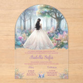 Invitations En Acrylique Acrylique de jardin enchantée Quinceañera (Recto)